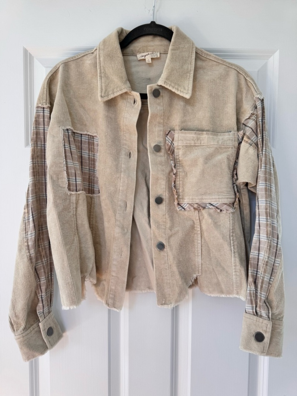 Beige Cropped Shacket